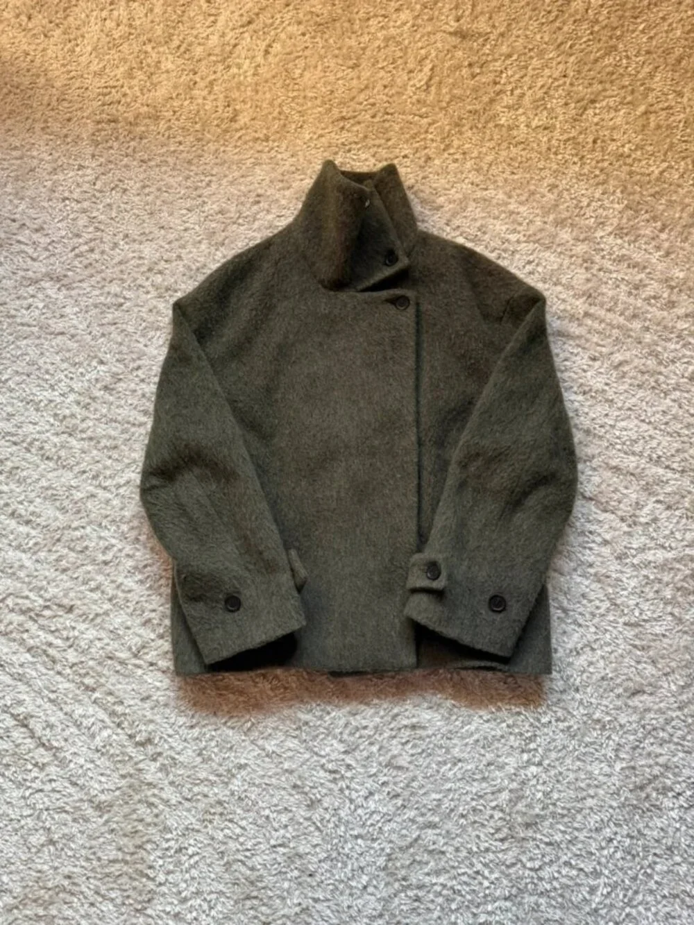 ARKET Manteco Wool Caban Peacoat Khaki Size XS